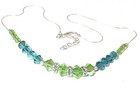 Indicolite Teal Peridot Green Crystal Necklace Sterling Silver Swarovski Element