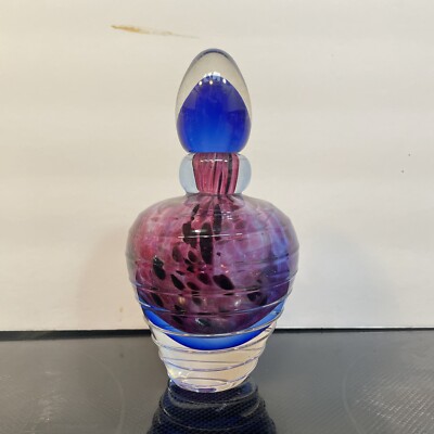 Vintage Hand Blown Glass Perfume Bottle Pink Cranberry Purple Blue 