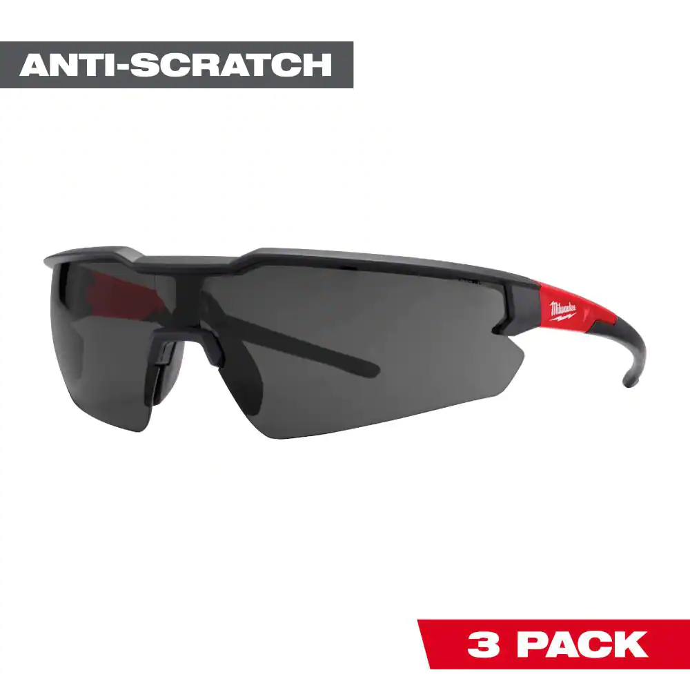 Milwaukee Tinted Safety Glasses Anti-Scratch Lenses Flexible Nose