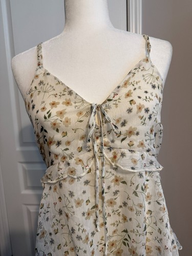 Sugar Lips Maxi Dress Adjustable Spaghetti Straps Medium Tiered Lined Floral - 第 3/8 張圖片