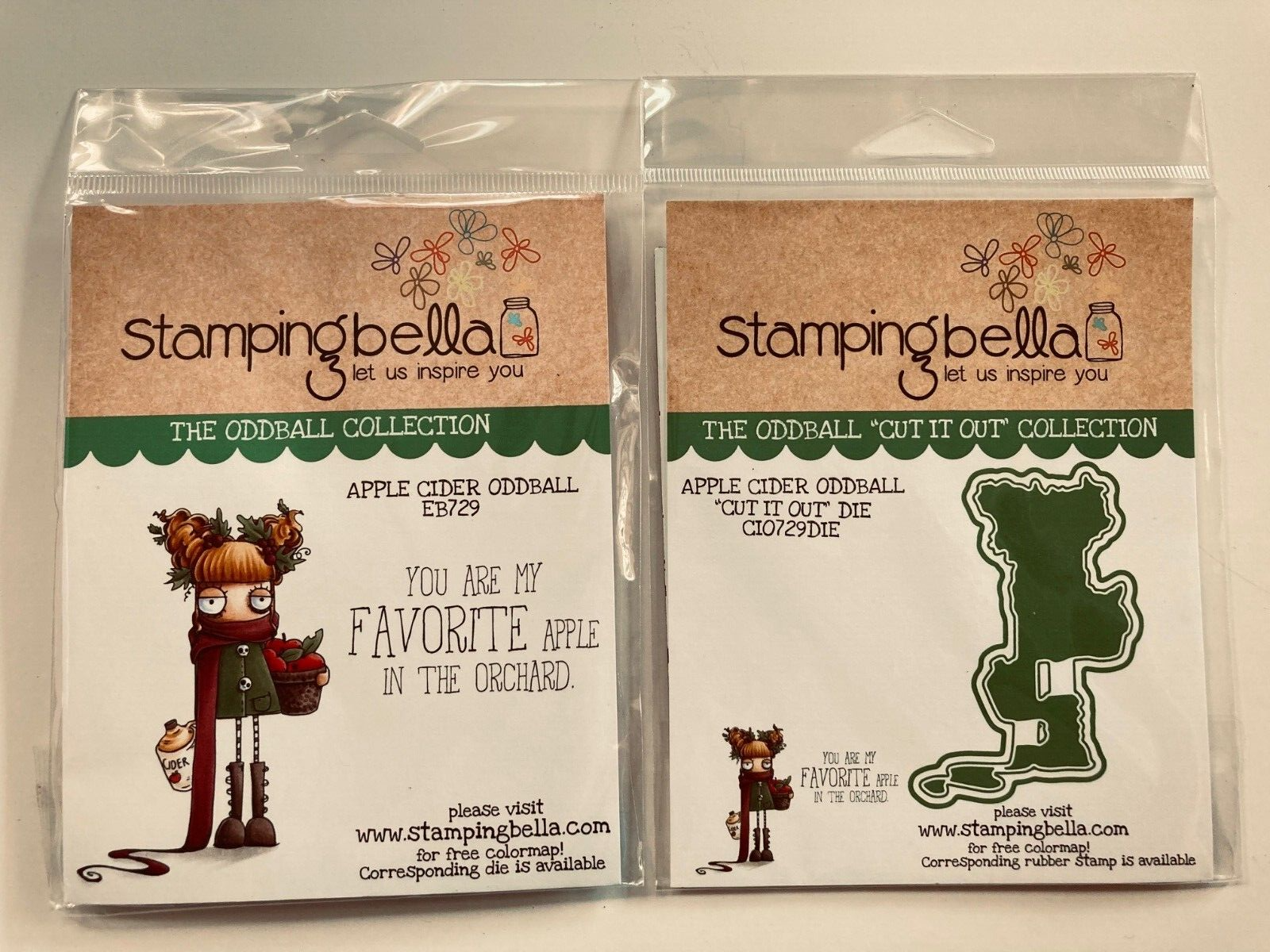 Stamping Bella Cling Rubber Stamp and Die ODDBALL Apple Cider set eb729 ...