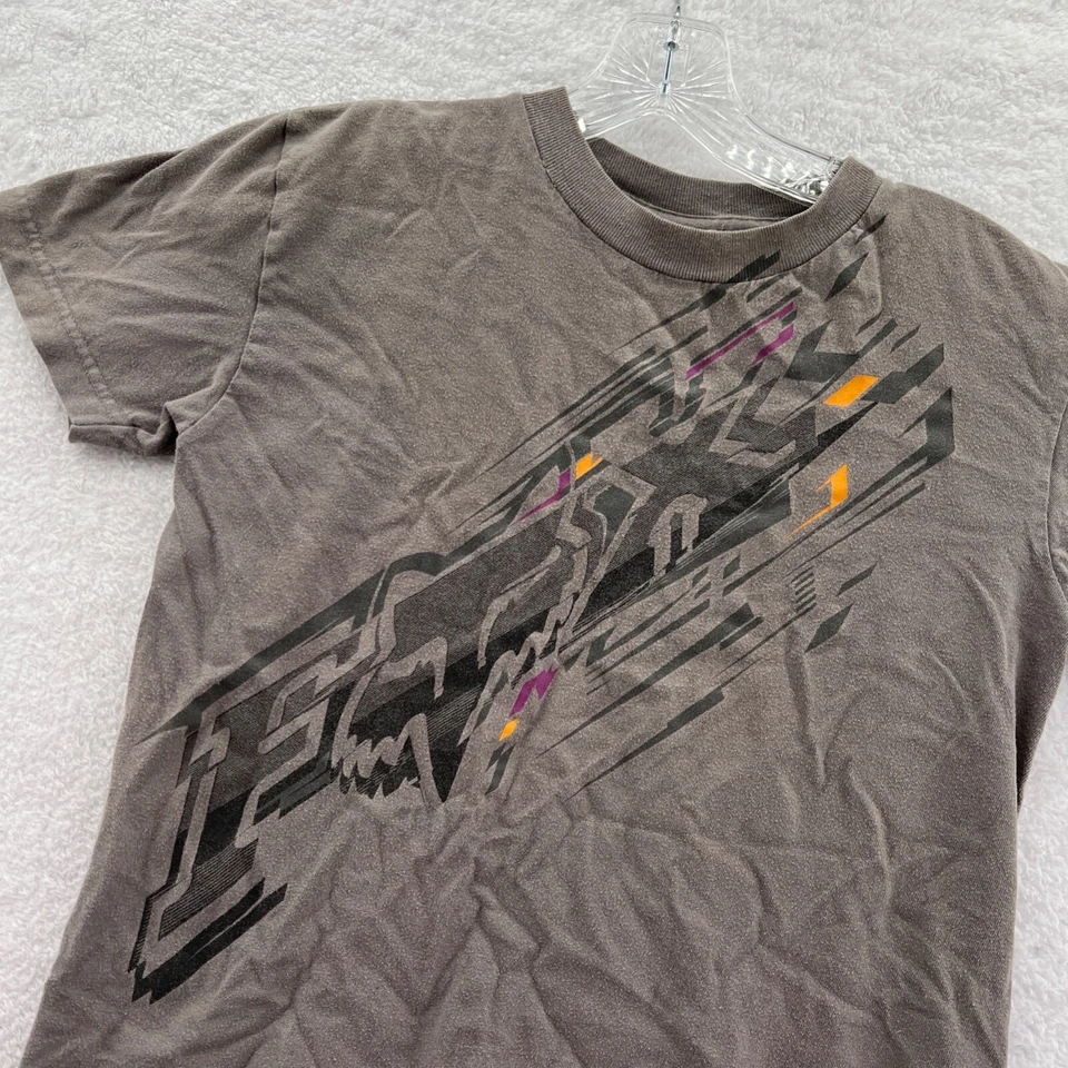 Fox Racing Shirt Boys Medium Gray Short Sleeve Cotton Crew Neck Top Youth Sport - Image 2 of 4