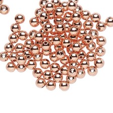 Bead, 144 Copper Plated Brass 4mm Smooth Round Beads with 1mm Hole