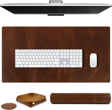 Real Leather Desk Mat Set 32X16 Large Desk Cover Desk Blotter Protector Comput