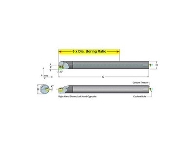 Dorian Tool E08R-SCLCL-2 Carbide Shank Indexable Boring Bar, 59604