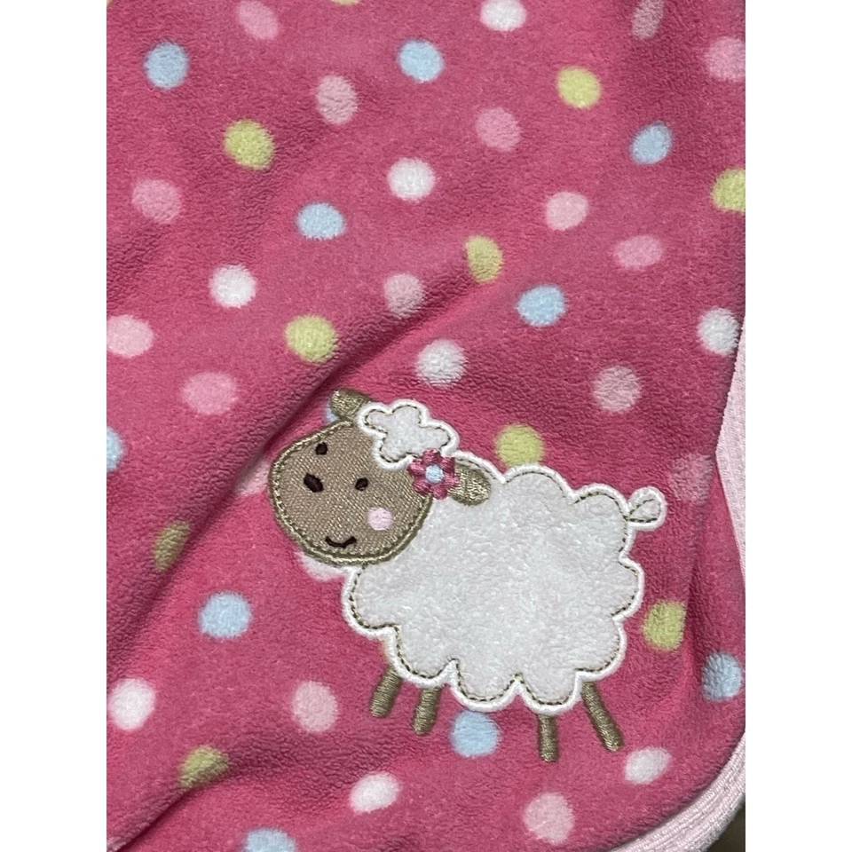 Cobertor Carters rosa ponto de cordeiro lã ovelha recebendo círculos azuis verdes - Imagem 2 de 4