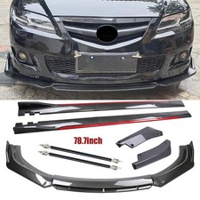 Carbon Fiber Look R Front Lip Chin Bumper Side Skirt For Mazda 2 3 6 Body Kits