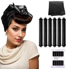Overnight Heatless Hair Curlers 6 Pcs Blowout Curling Rods With Satin Scarf