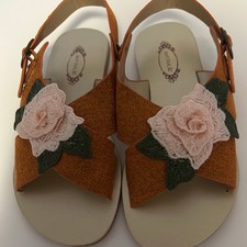 Joyfolie Aria Sandals Girls Size 13T Terracotta Floral Embroidered Slingback