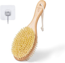Short-Handle Dual-Sided Bath Massage Brush, Soft Boar Firm Sisal Bristles, Por