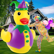 4 ft PVC Mardi Gras Inflatable Duck - Blow up Pool Float Large Giant Rubber Duck