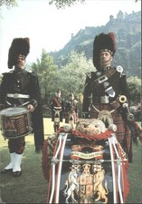 Edinburgh Castle Black Watch Royal Highland Regiment Bagpipes Drum Postcard 1988