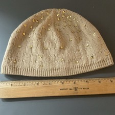Gap Kids L/XL Sequined Winter Beanie Hat Beige
