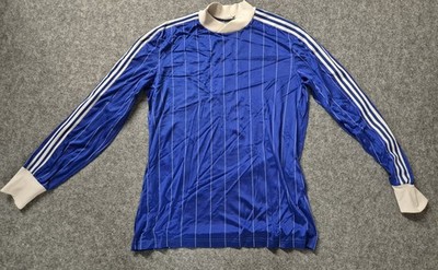 VINTAGE ADIDAS VENTEX Template TRIKOT 80'S LONG SLEEVE BLUE SHIRT JERSEY BLAU