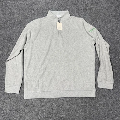 Peter Millar Sweatshirt Mens Large Gray 1/4 Zip Mock Neck Jersey Schneider Logo