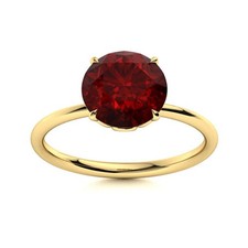925 Sterling Silver Garnet Gemstone Prong Daughter Solitaire Ring Jewelry