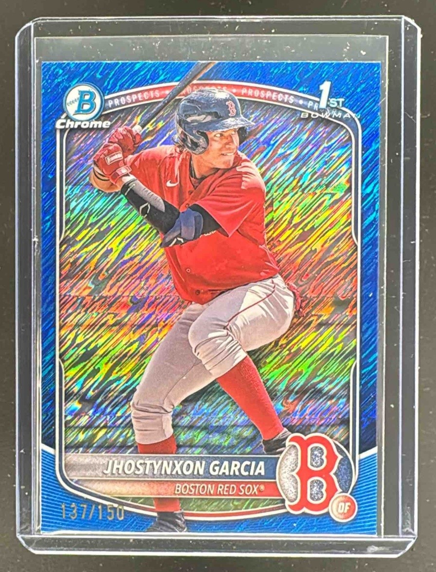 Jhostynxon Garcia 2025 Bowman Chrome #BCP-43 Blue Shimmer Refractor 1st RC /150