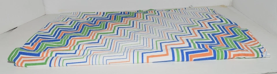 Vintage Blue Orange White Chevron Design Polyester Fabric 44 x 1 yd 22" - Image 2 of 4