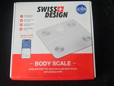 Swiss Design Wireless Body Fat Analysis Glass Bath Scale New
