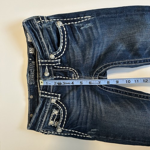 Miss Me Jeans Youth Girls Sz 10 Boot Cut Blue Denim Embroidered Stretch JPK5014 - Picture 9 of 11