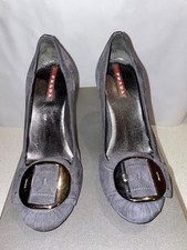 Prada "CALZTORE DONNA" Women s Gray Suede Pumps Heels size 36