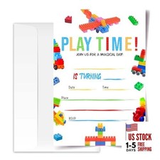 4x6 Building Blocks Birthday Invitations, Building Blocks Birthday Party