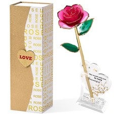 Gold Dipped Real 24K Forever Preserved Rose, 1 Pack Infinity Flower Decor Han...