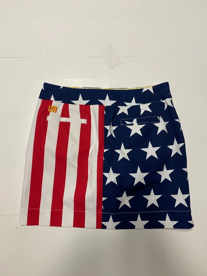 Falda de golf Loudmouth para mujer con estampado fuerte de 6 banderas americanas Foto 2 de 4