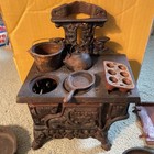 18 Antique Cast Iron Mini Replica Stove Salesman Sample + Cast Iron Accessories