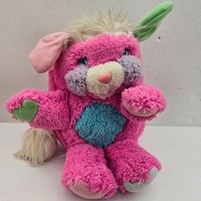 Peluche pupazzo premio 14" rosa blu e viola vintage anni 80