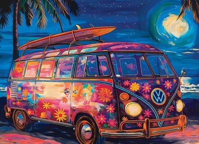 Orig. VW Eurographics Bulli T1 Samba Bus Puzzle 1000 Teile Beach Fun Smart Cut