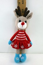 Handmade Crochet Doll Reindeer Girl Amigurumi Soft Stuffed Toy Christmas