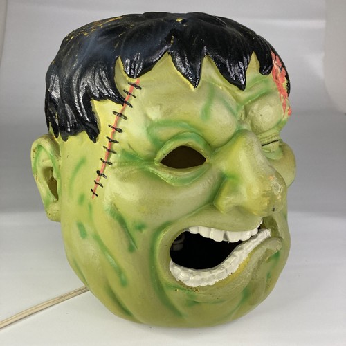 Vintage Frankenstein Head 9" Foam Blow Mold Halloween Light-Up - Picture 3 of 14