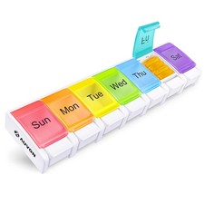 AUVON 7 Day Pill Organiser Travel Medication Box with Spring Open Design
