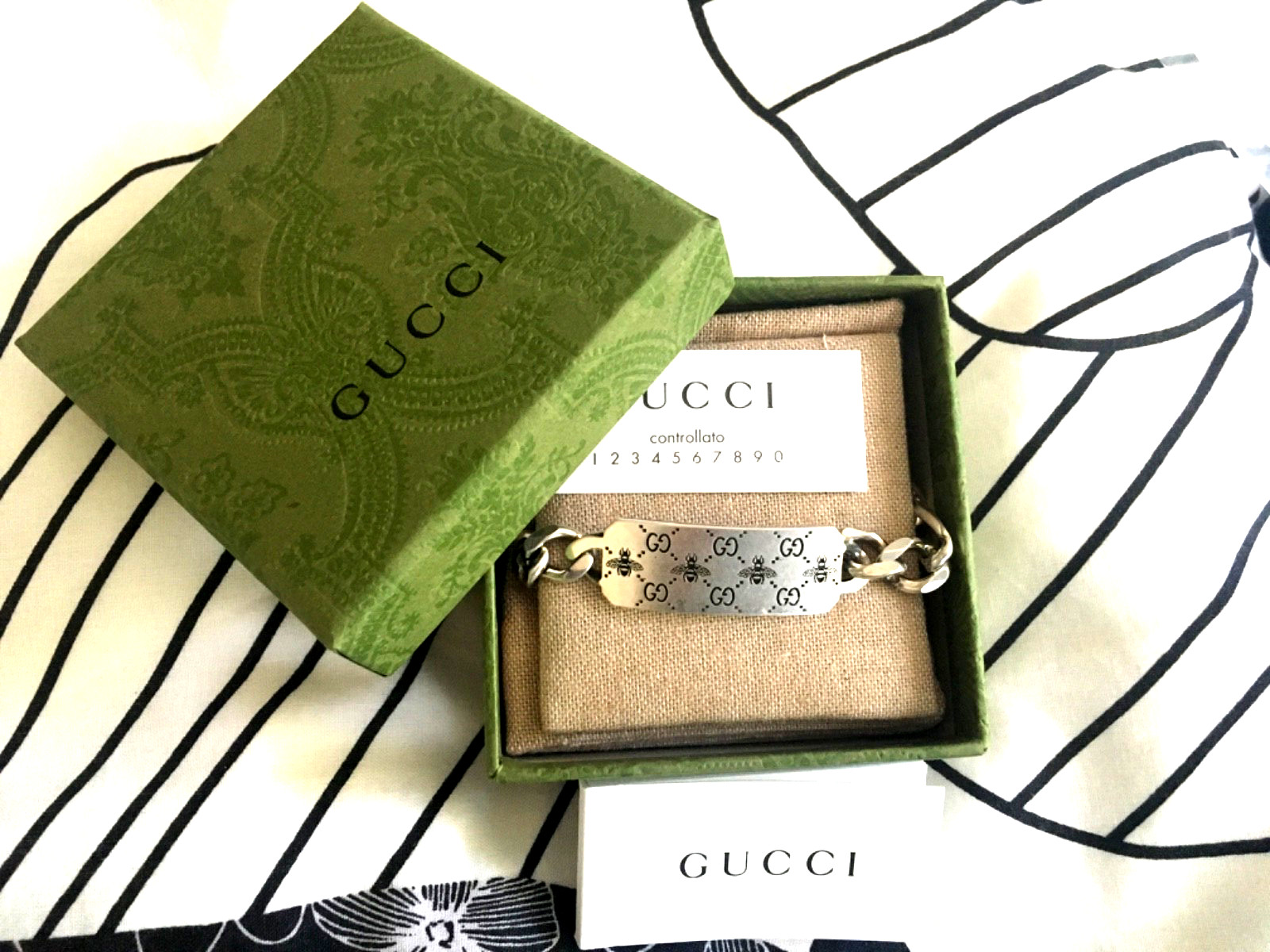 Gucci Solid 925 Sterling Silver Bee Bracelet with… - image 2