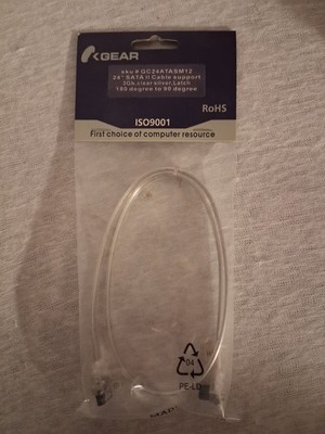 OKGEAR SATA II Cable 24'' Clear Silver Latch Right Angle Adapter GC24ATASM12