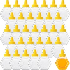 32 Pcs 7 oz Honey Squeeze Bottle Plastic Empty Beehive Bottle Jar with Spout ...