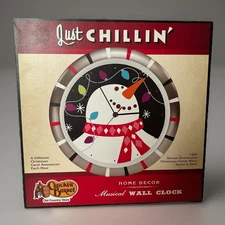 Musical Snowman Just Chillin Cracker Barrel Wall Clock Vintage 1998