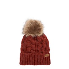 Image of Barbour Womens Penshaw Cable-Knit Beanie Hat Burnt Henna