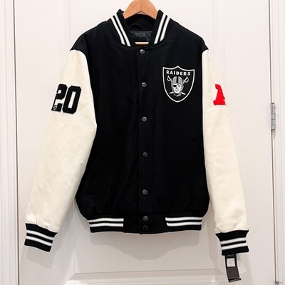 Las Vegas Raiders Black Varsity Jacket G-III Genuine NFL Full-Snap Medium NWT