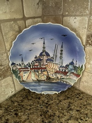Hand-Painted Kütahya Turkey Ceramic Decorative Plate Artist Signed 11.5'' Vintage