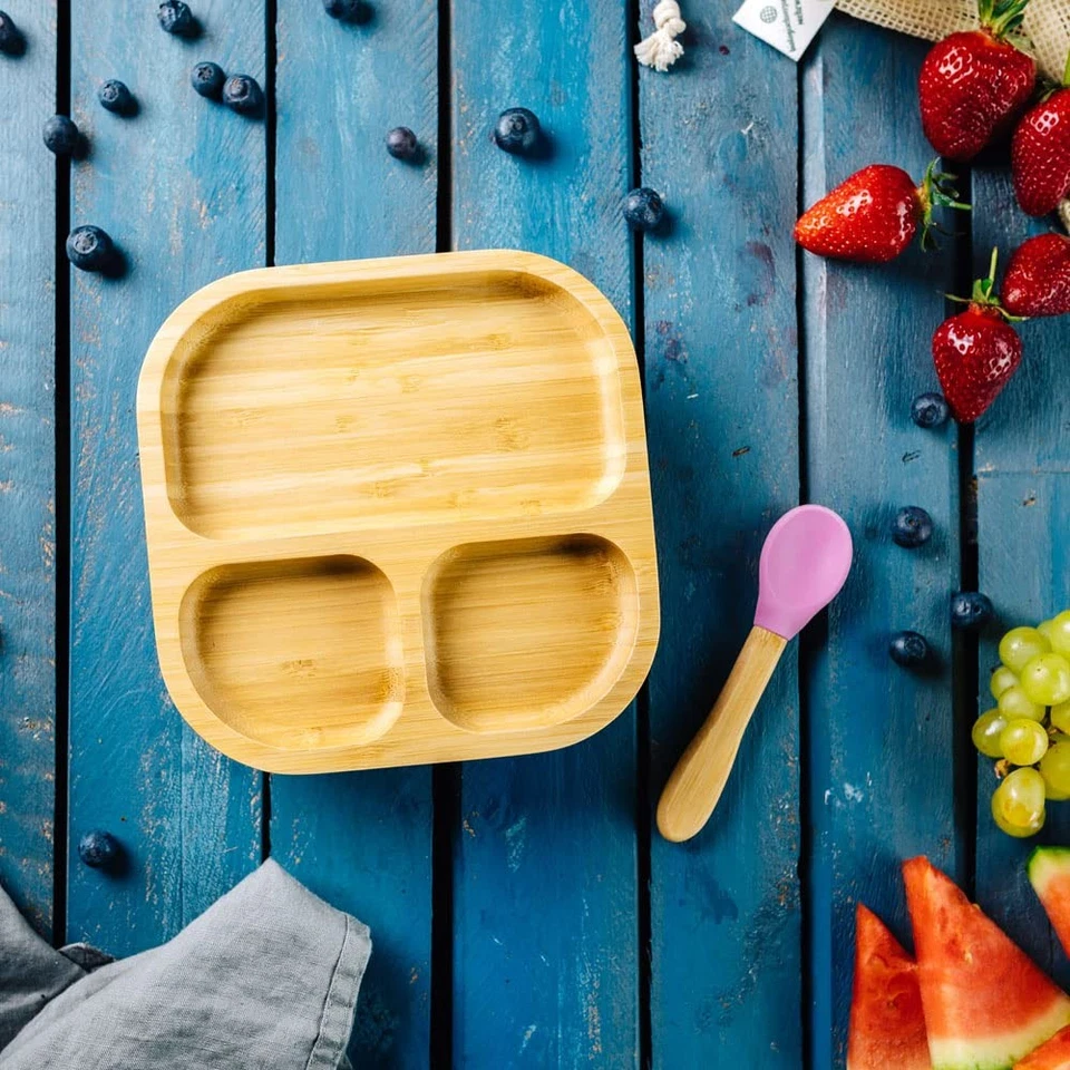 Bambus-Set quadratisch FSC-zertifiziert - süßes Holz-Schüssel-Set für Kleinki... - Bild 3 von 4