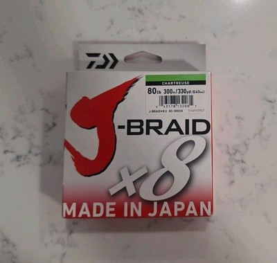 Daiwa J-Braid X8 Braided Fishing Line 80lb - 330 Yards (300 M) Chartreuse 