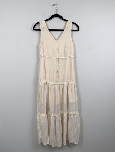 Stufen Maxikleid Small Cottagecore Boho Creme Gaze Rustikal Spitze Doe & Rae