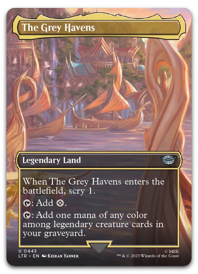 The Grey Havens (Borderless) #443 (NM) Lord of the Rings LTR Magic MTG