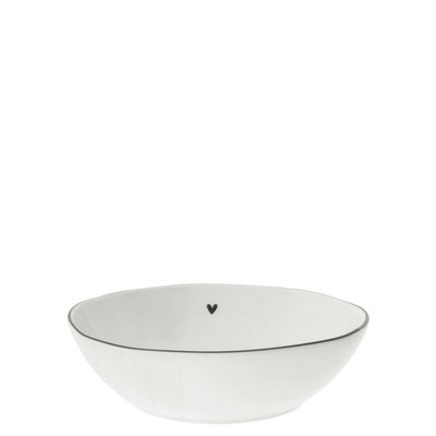 Müslischale HEART flach mit schwarzem Herz D. 17cm Bastion Collections