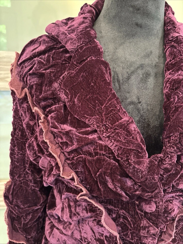 Rare VTG 90s Yoshiki Hishinuma Burgundy Velvet Japanese Steampunk Goth Jacket - Image 2 of 4