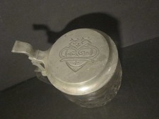 Glaskrug Bierkrug alt Monogramm Zinndeckel um 1900 dickwandig, 0,33 l