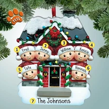 Brick House Family - Family of 6 - Personalized Christmas Ornament