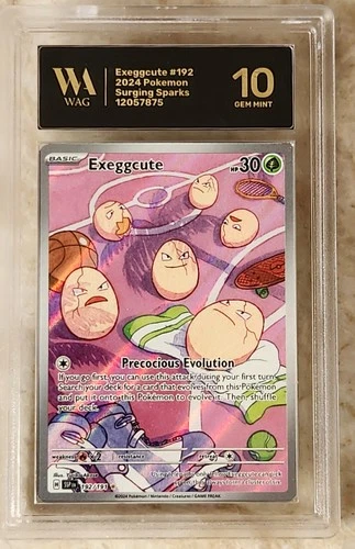 WAG Gem Mint 10 Exeggcute 192/191 Sv08: Surging Sparks Holo Pokémon TCG